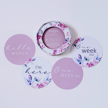 Load image into Gallery viewer, Snuggle Hunny Kids | Reversable Milestone Cards, Lilac Skies & Butterflies-Be.YOU.bébé