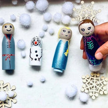 Load image into Gallery viewer, FROZEN THEMED WOODEN PEG FIGURINES